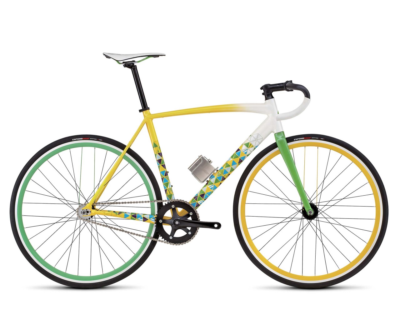 Specialized Langster - Bahn Rennrad 2016 | gloss dirty white-yellow-green-light blue-blue-silver